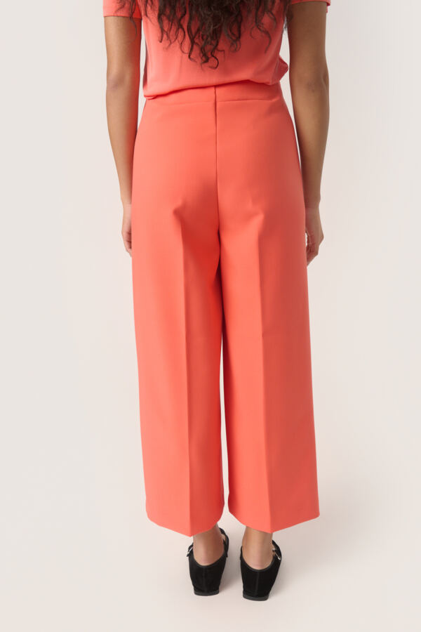 Corinne Wide Cropped Pants / Hot Coral