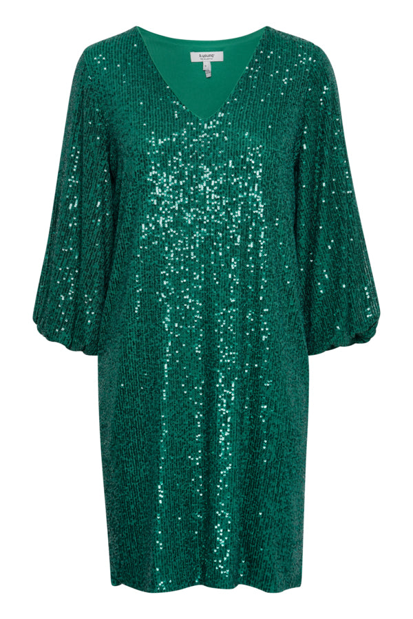 Afbeelding laden in galerijviewer, Solia Sequince V-Neck Dress / Ultramarine Green
