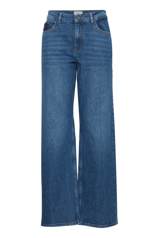 Vega High Waist Wide Leg Jeans / Medium Blue Denim