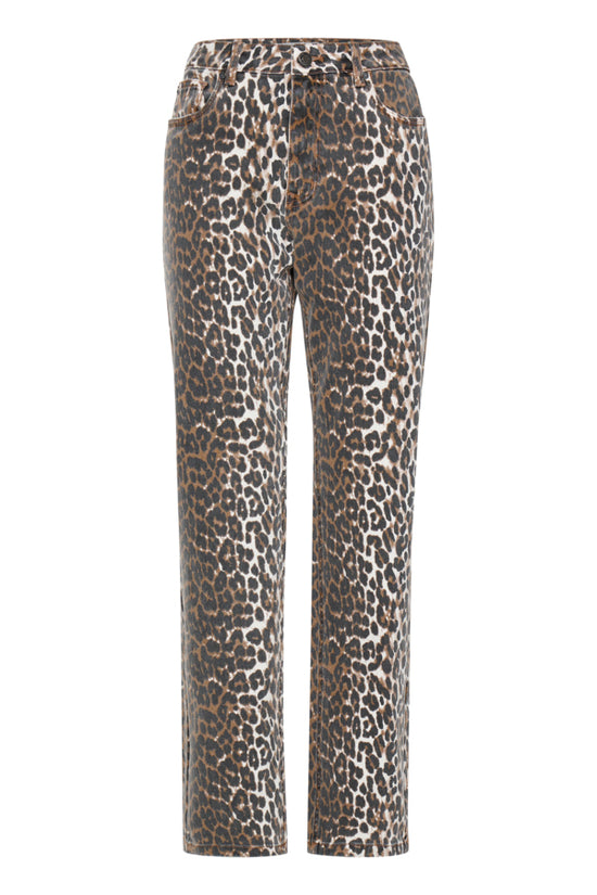 Jannah UHW Staight Leg Jeans / Tobacco Brown Leo Printed