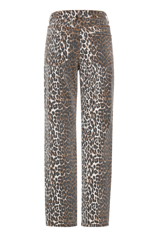 Jannah UHW Staight Leg Jeans / Tobacco Brown Leo Printed