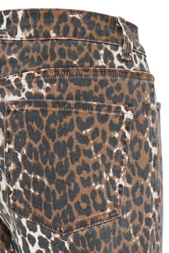 Jannah UHW Staight Leg Jeans / Tobacco Brown Leo Printed