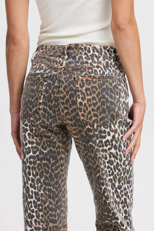 Jannah UHW Staight Leg Jeans / Tobacco Brown Leo Printed