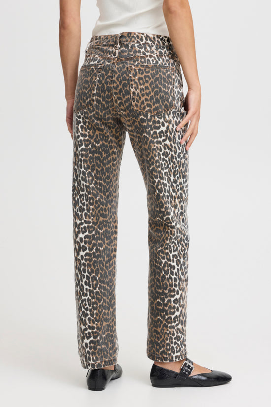 Jannah UHW Staight Leg Jeans / Tobacco Brown Leo Printed