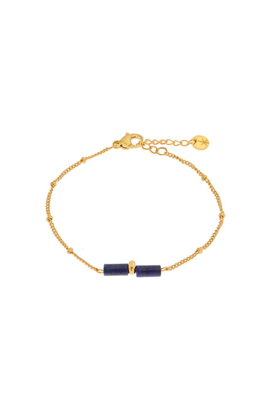 Blue Tube Bracelet / Gold