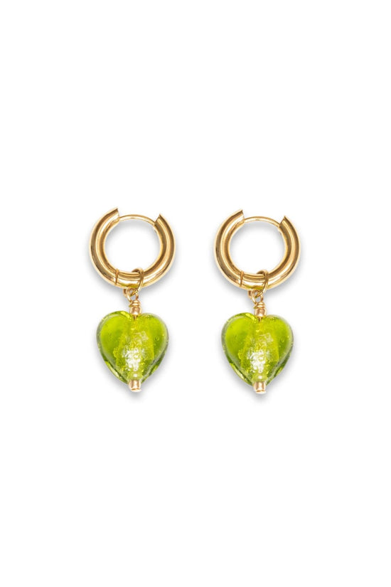 Green Heart Earrings