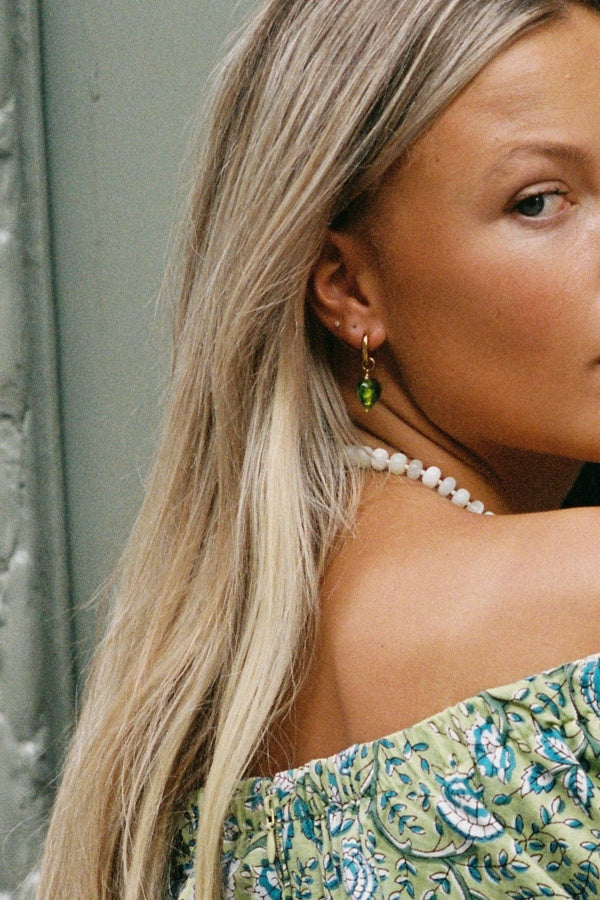Green Heart Earrings