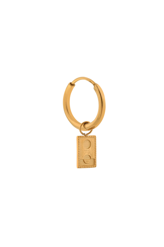 Single Double Round Rectangle Hoop - Gold