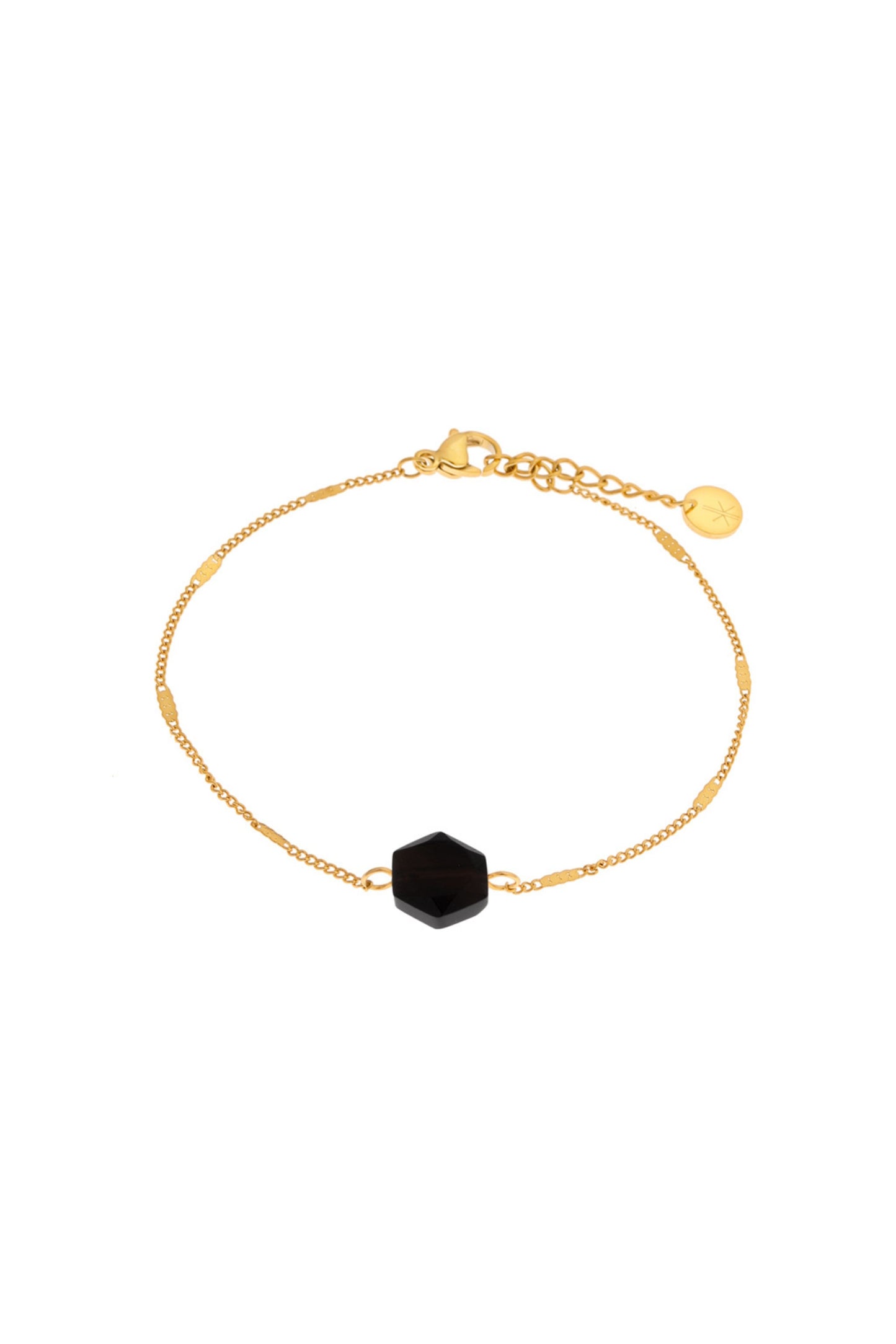 Black Hexagon Bracelet / Gold