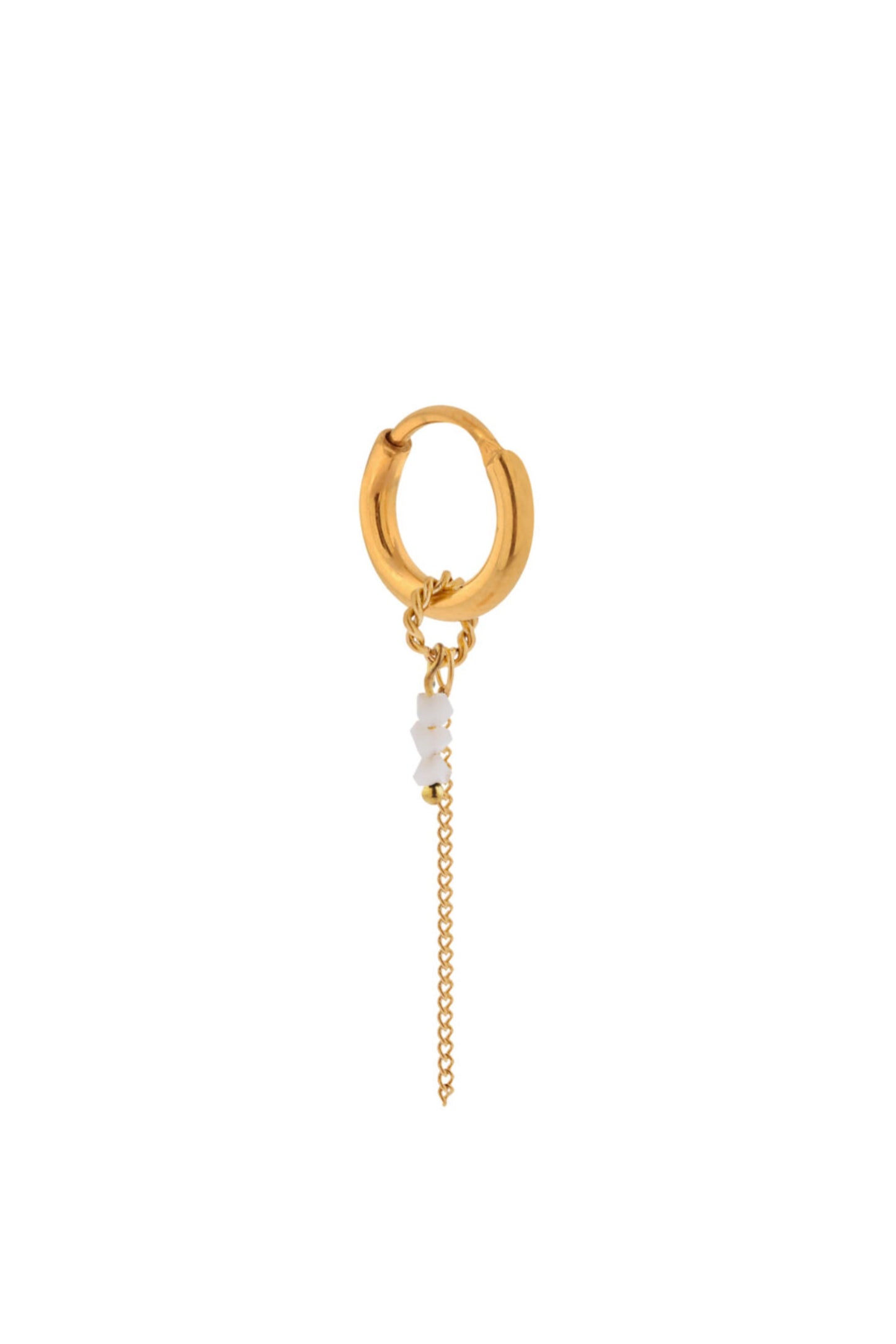 Afbeelding laden in Galerijviewer, Single Chain White Stone Hoop - Gold
